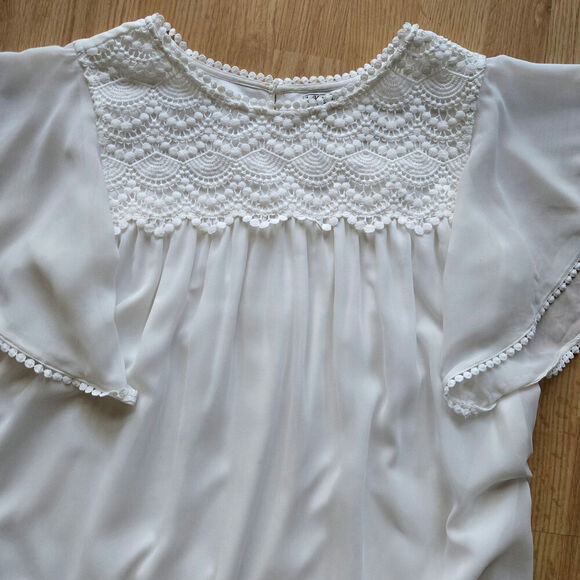 Mayoral Girls White Lace Embroidered Dress Size 14 Flutter Sleeve Sundress Boho - Picture 6 of 12